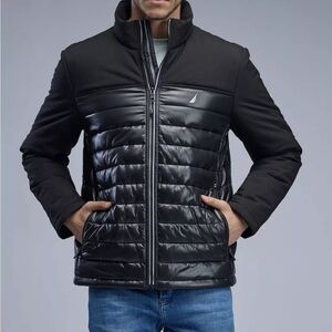 Nautica Men’s Medium Black Performance Stretch Puffer Jacket NWT Winter
